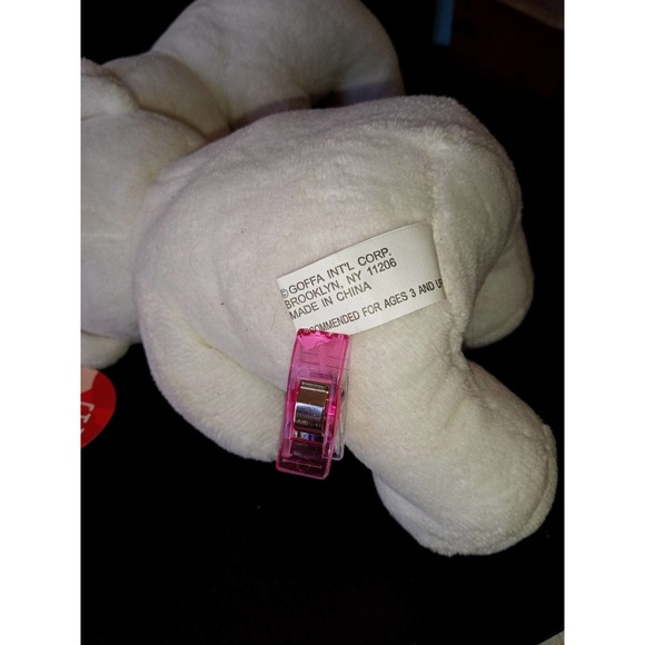 NWT Goffa, white kissing plush bears with heart and flower - Picture 3 of 6